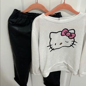 Hello Kitty White Sweater and Black Pants Set